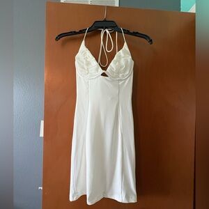 white halter mini dress